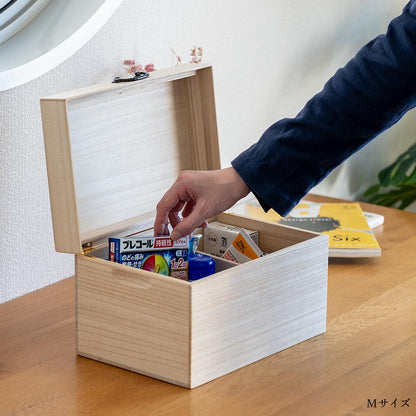 桐のふた付き収納箱