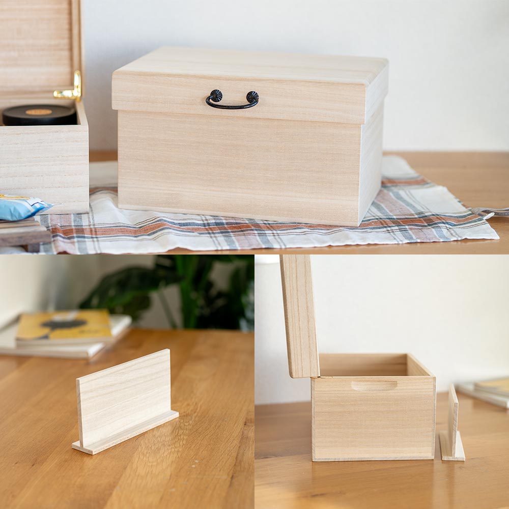 桐のふた付き収納箱